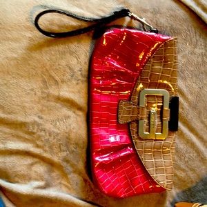 Pink tan guess clutch